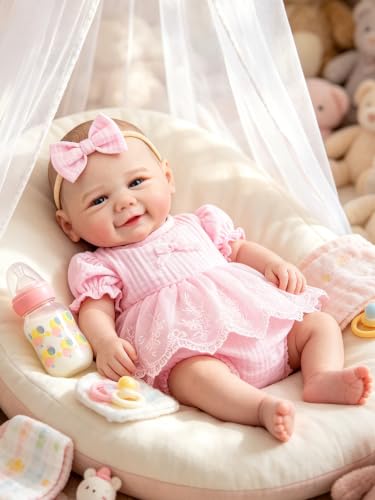 Image of EKOKIZ Realistic Reborn Baby Doll, 20-Inch Lifelike Weighted Newborn Girl, Soft Cloth Body & Poseable Limbs, Toy Gift Companion for Kids Age 3+