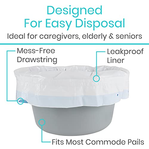 Vive Commode Liners For Bedside Toilet Chair Bucket, Bedpan (24 Pack) - Caregiver Supplies For Potty Portable Toilet Bowl - Disposable Medical Adults Supplies Seat Covers Chair - Universal Size (24) #TOP7