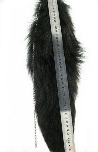 Ursfur Fluffy Black Fox Tail Fur Keychain Cosplay Toy Car Bag Charm Pendant Key Chain Ring Handbag Tassel Accessories #TOP2