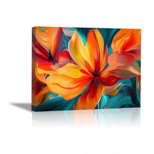 Tableau moderne toile tulipe orange abstrait haut de gamme encadré