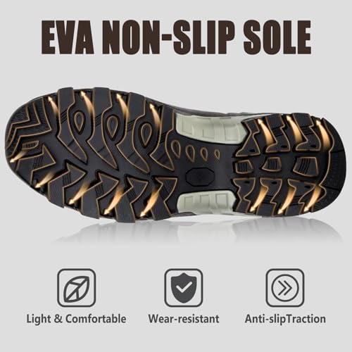 Kalkal Rubber Boots for Men, Waterproof Mid Calf Mens Rain Boots, 6mm Neoprene Insulated Mens Rubber Work Boots for Hunting Gardening Farming Fishing Mud Working, Size 7-144