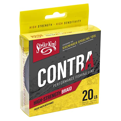 Strike King Contra Braid Performance Fishing Line, 150-Yards, Zero Stretch, 20-Pound, Green