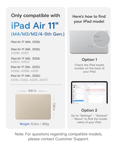 Image of MOFT Dynamic Folio Case for iPad Air 11-inch (M3 2025 / M2 2024) & iPad Air 10.9-inch 5th 4th Generation 2022 2020, Silm Magnetic Stand Case with 20+ Viewing Angles, Auto Wake /Sleep,Beach White