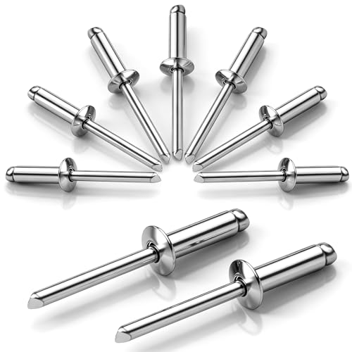 qjuwhua 100 Stück Blindnieten 4.8x12mm 304 Edelstahl Nieten mit Großem Flansch Silber Kuppelkopf Popnieten für Metall Holz Kunststoff Möbel Auto Marine Verbindung und Befestigung