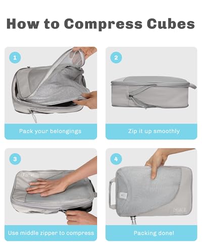 Image of 2 Set Compression Packing Cubes for Suitcases,Luggage,Travel Bag Organizer