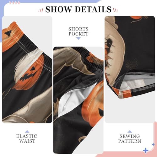 Gnome Evil Pumpkin Boys Long Pants Soft Trousers Elastic Waist Kids Lounge Bottoms with Pockets S-XL4