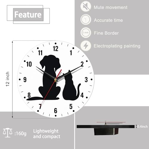 Horloge murale chat noir idée cadeau originale pour passionnés d'animaux - 3