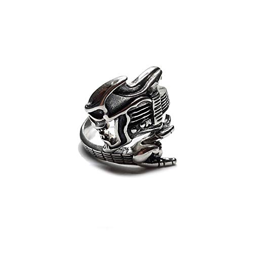 Bague en argent massif 925 Tête de mort guitare bague qui ne verdit pas