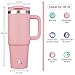 Konokyo 40 oz Tumbler with Handle and 2 Straws,2 in 1 Lid Insulated Water Bottle Stainless Steel Travel Coffee Mug,Pink