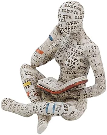FTVOGUE Reading Woman Figurine Pulp Woman Reading Bookshelf Decor Reading Woman Sculpture Resin Ornament for Livingroom Bookshelf Home Decor Pulp Reading Women Thinker Statue(G)