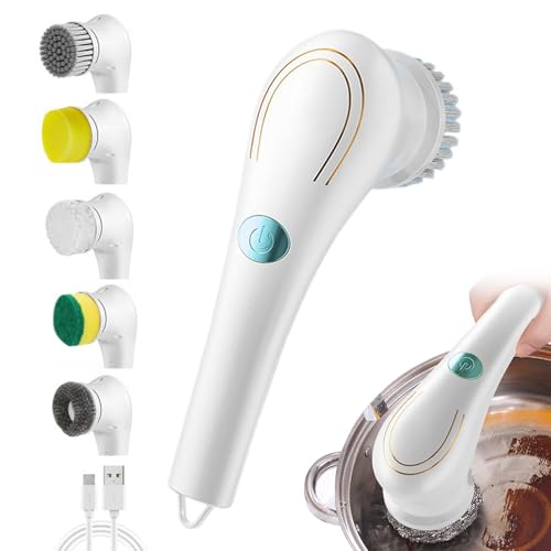 Oldmoom Brosse de nettoyage électrique – Brosse à main | Brosse de douche à main, brosse multifonction pour le nettoyage avec têtes de brosse remplaçables