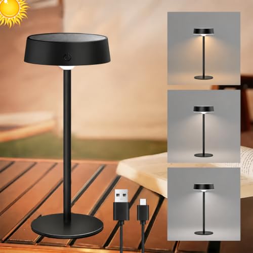 Image of NYRWANA Solar Rechargeable LED Table Lamp | 1800mAh | Solar & USB Charging, Stepless Dimming, Touch Control, 3 Color Modes, Portable Desk Lamp for Bedroom, Living Room & Home Decor