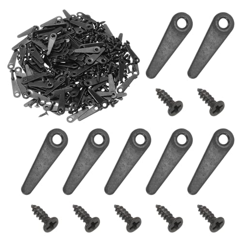 Image of uxcell 200pcs Picture Frame Backing Clips, 0.83 inch Photo Frame Turn Buttons Fasteners Hardware Corner Clip with 200pcs Screw for Hanging Pictures Craft Drawings, Pointer Shaped Black