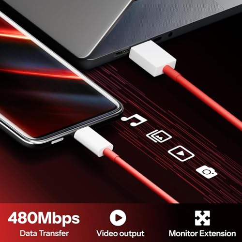 Image of Mudo 100W Onplus Dash Warp Charge Cable | 6.5A USB Type A To C PD Data Sync Fast Charging Cable Compatible With One Plus 8T / 9 / 9R / 9 Pro / 9RT / 10R / Nord & For All Type C Devices 1M (Red)