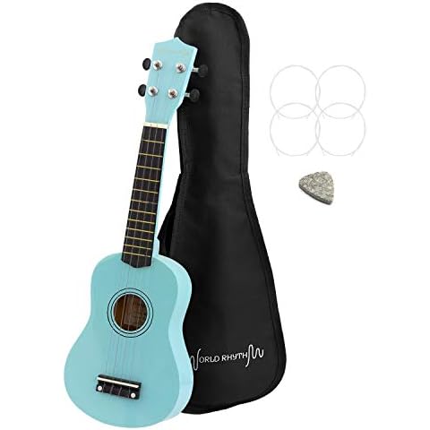 World Rhythm Soprano Ukulele - Beginner Soprano Uke in Light Blue Finish with Gig Bag, Spare Ukulele Strings & Felt Pick WR-306 Cover