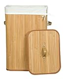 Wäschekorb aus Bambus mit Einlageboden aus Holz und Wäschesack – Der Metallring an der oberen Kante sorgt für Stabilität