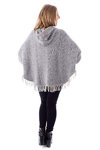 Poncho de tricô grosso efeito pluma Sumaré 31170 - Cinza