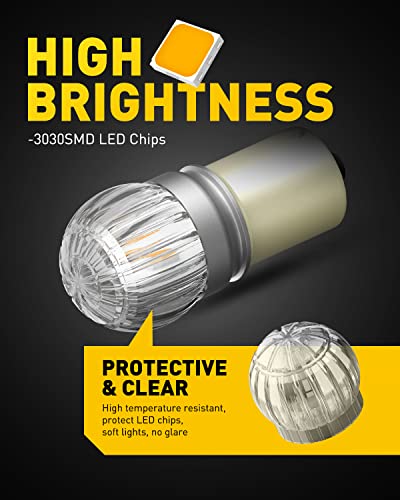 Image of AUXITO Upgraded 1156 LED Bulbs Amber Yellow Turn Signal Light, 400% Brighter BA15S 7506 1141 P21W Lights for Blinker Turn Signal Lights, Brake Tail Lights, Side Marker Light, Parking Light, Pack of 2