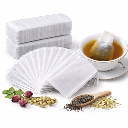Bolsitas De Té Desechables Con Cordón Juego De 100 Bolsas De Infusión De 10 X 8 Cm Para Té Suelto, Infusiones Y Hierbas Tela Blanca No Tejida