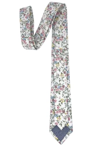 Image of Kebocis Mens Skinny Cotton Floral Tie for Men