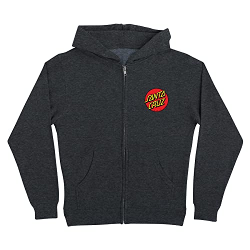 Image of SANTA CRUZ Youth Zip Up Hooded Sweatshirt Classic Dot Youth Skate Zip Up Sweatshirt