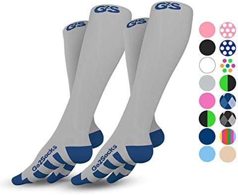 Go2Socks Compression Socks for Men Women Nurses Runners 20-30mmHg Medical Stocking Athletic(2p Gray, L)