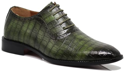 Image of Gator3N Men's Alligator Crocodile Print Oxfords Fashion Lace Up Dress Shoes