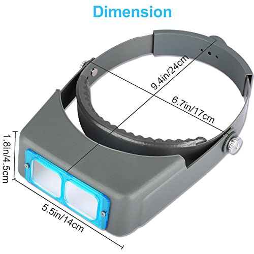 Headband Magnifier, Professional Double Lens Head-Mounted Loupe Jewelry Magnifier, Reading Visor Opitcal Glass Binocular Magnifier With Lens Magnification-1.5X 2X 2.5X 3.5X For Repair, Crafts #TOP5