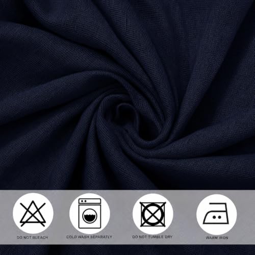 Image of THE LINEN COMPANY Cotton Linen Solid Curtain Set with Eyelet Rings (Dark Blue, Door- 7.5 Feet)