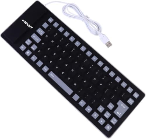 Bluetooth Keyboard, Foldable, Soft Silicone Waterproof Dustproof, Quiet Design Ultra Lightweight, Thin Easy to Carry,Silicone Keyboard Compatible with Windows Android iOS Mac Black