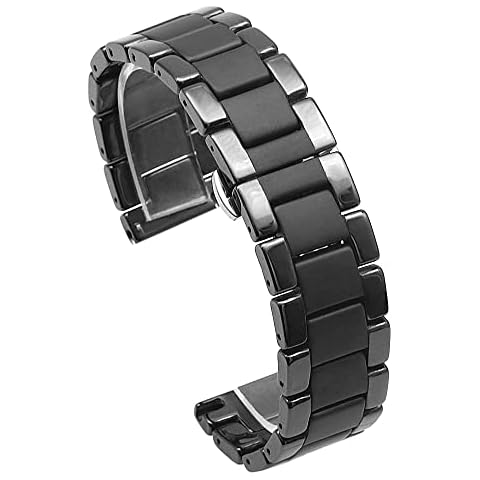Kai Tian 20mm 22mm black matt polished two-tone ceramic bracelet (22mm, polished + matt black) Cover