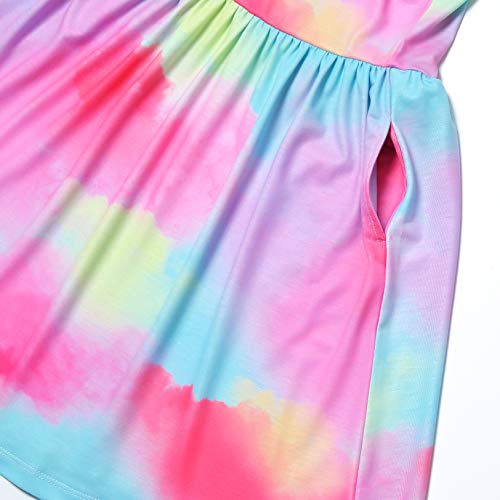Jxstar Toddler Girls Tie-Dye Dresses Flutter Sleeve Summer Sun Dress For Kid,3T 4T #TOP4