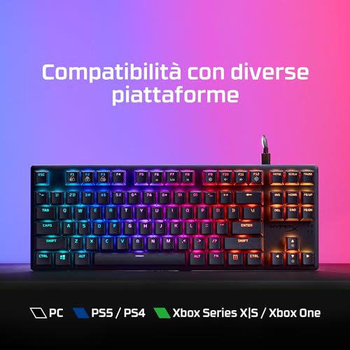 Alloy Origins Core PBT, Tastiera Meccanica da Gaming Cablata, Illuminazione RGB, Telaio Alluminio, 80 Milioni di Pressioni, Copritasti presenti, 3 Dispositivi Collegabili, Layout Inglese, Nera - Tastiera gaming - Immagine 5