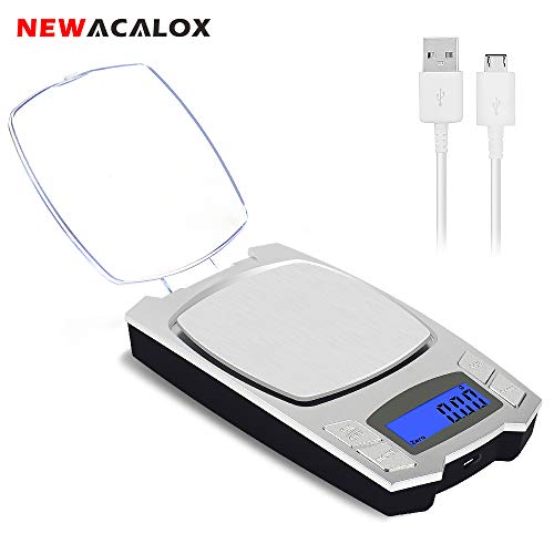 500g x 0.01g Digital Milligram Scale Rechargeable Scales for Jewelry Power Weighing, Mini LCD Pocket Lab scale (Silver)