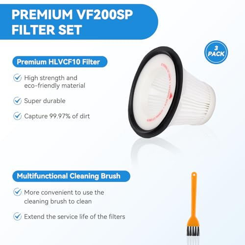 Image of 3 Pack VF200SP Filter Replacement Compatible with BLACK & DECKER VF200SP Hand Vacuum Cleaner, Models #'s BDH1800S, BDH2000SL, BDH2000SLB, Compare to Part # 90543043-01