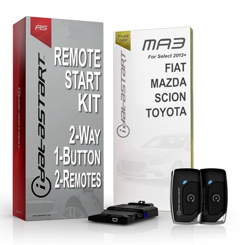 iDataStart Remote Starter KIT for Select Fiat/Mazda/Scion/Toyota Vehicles 2013+ w/3000ft Range (2-Way, 1-Button, 2-Remotes)