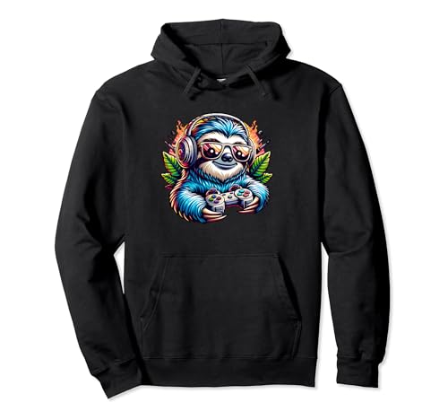 Sloth Gamer en acción Cool Nerd Gaming Design Sudadera con Capucha