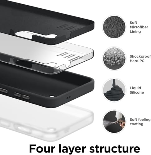 Image of MOBILOVE Back Cover Case for Samsung Galaxy S25 Plus 5G | Pure Liquid Soft Matte Silicone Case with Logo and Comes with Camera and Screen Protection Back Cover for Samsung Galaxy S25 Plus 5G (Black)
