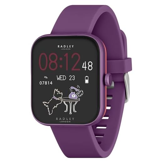 RADLEY Series 32 Smart Watch for Women with Bluetooth Call, Health Fitness Tracker, 1.80”, Heart Rate, Sleep tracking, Purple Silicone Strap, IP68 Waterproof
