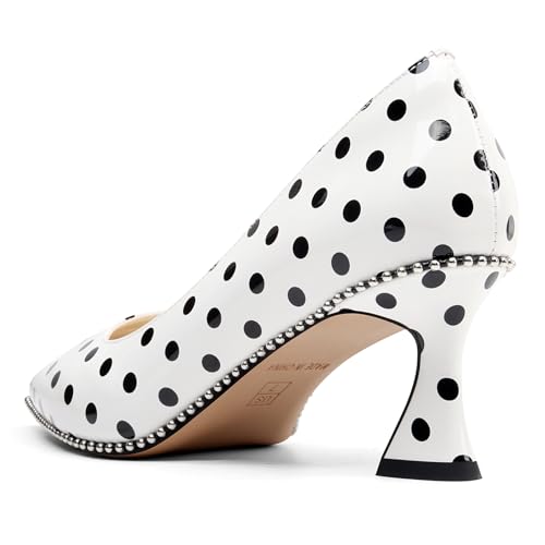 Image of TNYNFBEB Womens Kitten Heel Pointed Toe Pumps Slip-on Sliver Beaded Prom Wedding Dress Basic Classic Patent Leather Summer 2.6 Inches Heels
