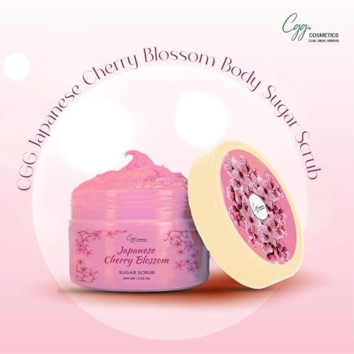 Image of CGG Cosmetics Japanese Cherry Blossom Sugar scrub|Exfoliation & Tan Removal | Skin Brightening | Deep Moisturization | 100% Vegan| 200GM
