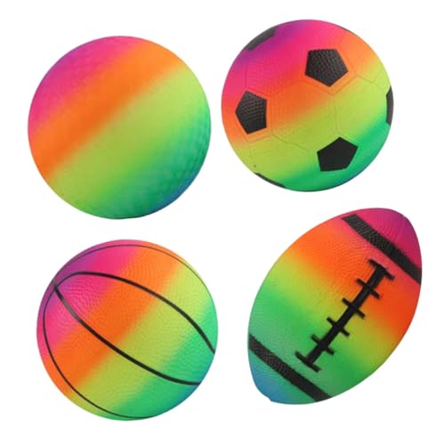 Toddmomy 4pcs Rainbow Bouncing Ball Jumping Balls for Outdoor Fun Lightweight for Summer Beach Play Promotes Coordination and Active Play