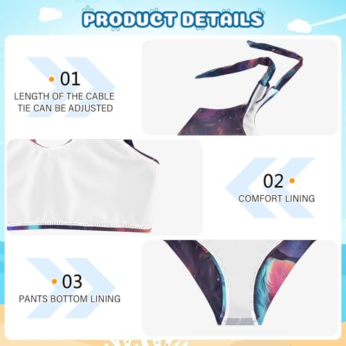 Girls' Bikini Set, Space Galaxy Wolf Kids Swimsuit 2 Pcs Beach Bathing Suit3