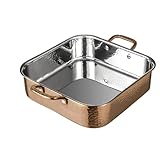 DAEDALUS 9.5QT Stainless Steel Stock Pot 3 Triply Hammered Copper Pot for Cooking, Induction Large Cookware for Home Kitchen Restaurant, Dishwasher Oven Safe Rose Gold