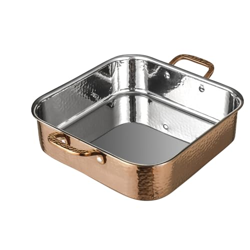 DAEDALUS 7 QT Stainless Steel Stock Pot 3 Triply Hammered Copper Pot for Cooking, Induction Large Cookware for Home Kitchen Restaurant, Dishwasher Oven Safe Rose Gold