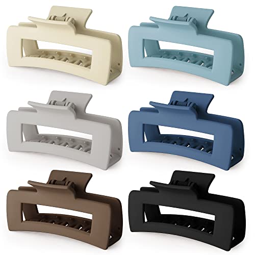 Bmobuo 4.1" Hair Clips 6Pcs Claw Clips For Thick Hair Large Hair Clips For Women Jumbo Hair Claw Clips For Thin Hair Matte Durable Rectangle Big Claw Clips Christmas Gifts For Women Hair Accessories For Women #TOP15