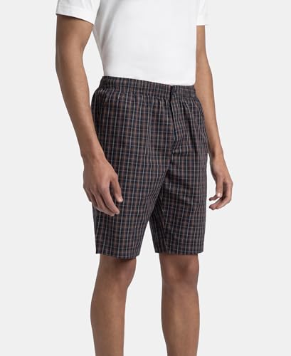 Image of Jockey 9005 Men's Super Combed Mercerized Cotton Woven Fabric Regular Fit Printed Bermuda with Side Pockets