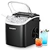 EUHOMY Countertop Ice Maker Machine with Handle, 26lbs in 24Hrs, 9 Ice Cubes Ready in 6 Mins, Auto-Cleaning Portable Ice Maker with Basket and Scoop, for Home/Kitchen/Camping/RV. (Black)