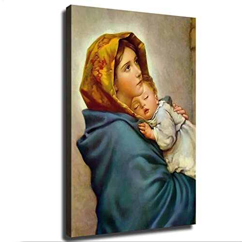 Mother Mary And Baby Jesus Picture Poster Home Wall Art Deco Gift Hd Print Art Aesthetic Wall Deco Frameless Framed (Framed,20×30Inch) #TOP24