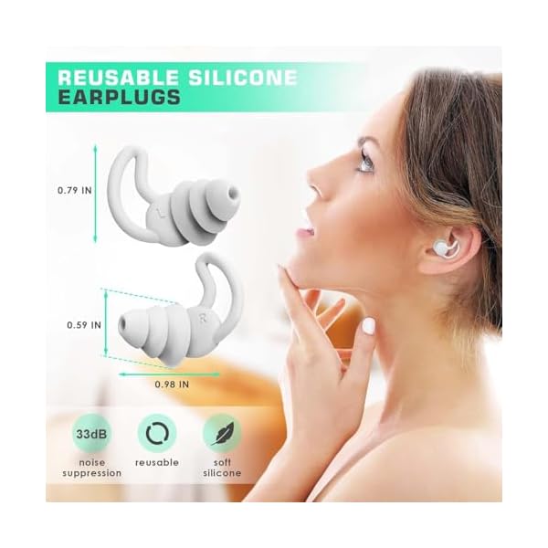 Ohrstöpsel zum Schlafen Noise Cancelling Gehörschutz,Ohrstöpsel konzert,Earplugs,Gehörschutzstöpsel 33dB zum Lärm Reduktion B – Bild 7